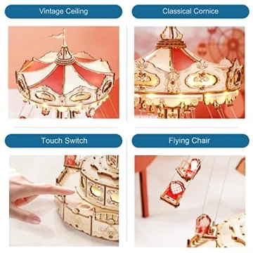 ROKR Wooden Music Box Kit - DIY Swing Ride Puzzle