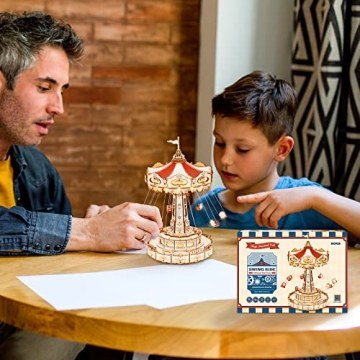 ROKR Wooden Music Box Kit - DIY Swing Ride Puzzle