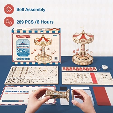 ROKR Wooden Music Box Kit - DIY Swing Ride Puzzle