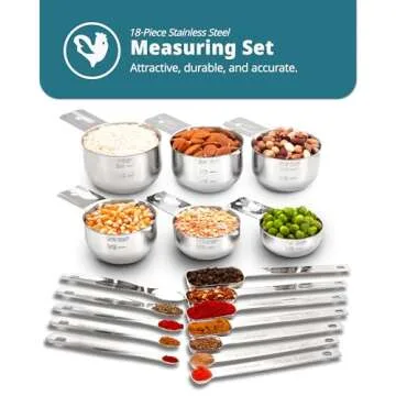 Morgenhaan Stainless Steel Measuring Cups and Spoons Set - Heavy Duty, Dishwasher Safe, All Metal - ...
