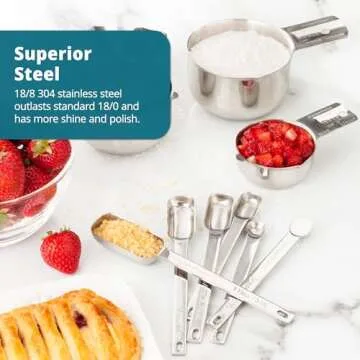 Morgenhaan Stainless Steel Measuring Cups and Spoons Set - Heavy Duty, Dishwasher Safe, All Metal - Made for Baking, Cooking - Metric & USA Measures - 18-Piece