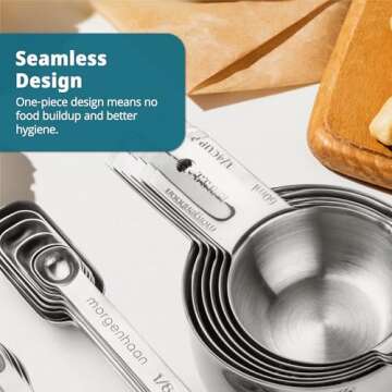 Morgenhaan Stainless Steel Measuring Cups and Spoons Set - Heavy Duty, Dishwasher Safe, All Metal - Made for Baking, Cooking - Metric & USA Measures - 18-Piece
