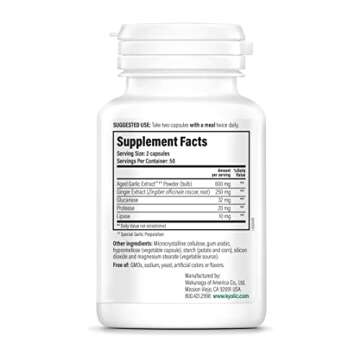 Kyolic Aged Garlic Extract Formula 102, Ginger and Glucanase Enzyme Complex, 100 Vegetarian Capsules (Packaging May Vary)