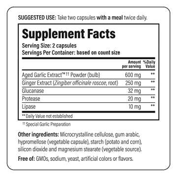 Kyolic Aged Garlic Extract Formula 102, Ginger and Glucanase Enzyme Complex, 100 Vegetarian Capsules (Packaging May Vary)