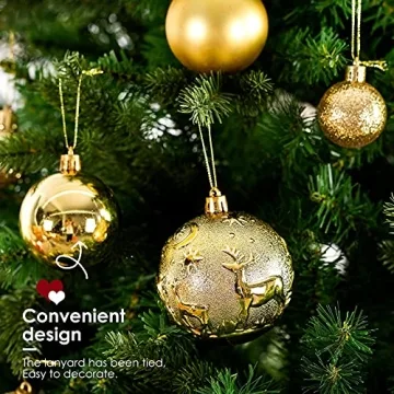 Gold Shatterproof Christmas Ball Ornaments Set of 32