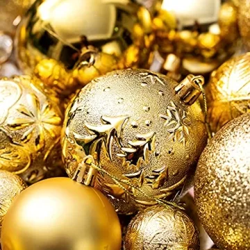 Gold Shatterproof Christmas Ball Ornaments Set of 32