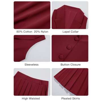 Cicy Bell Women’s Summer 2 Piece Blazer Vest and Skirt Set