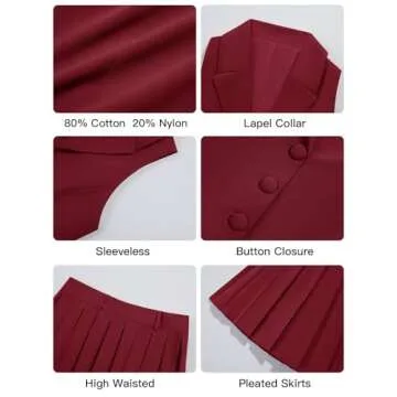 Cicy Bell Women’s Summer 2 Piece Blazer Vest and Skirt Set