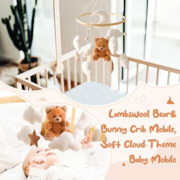 Baby Mobile for Crib Bear Cloud Handmade Nursery Decor