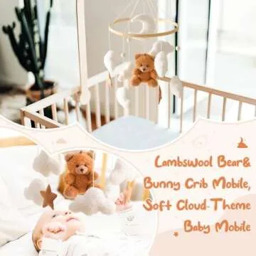 Baby Mobile for Crib Bear Cloud Handmade Nursery Decor