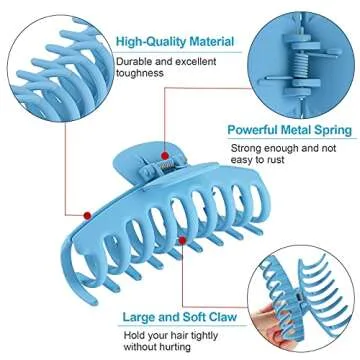 CRTWDMAN 12pcs Large Hair Claw Clips for All Hair Types
