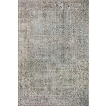 Loloi Chris Loves Julia Jules Collection JUL-08 Emerald/Antique Ivory 7'-6'' x 9'-6'', .13" Pile Height, Area Rug