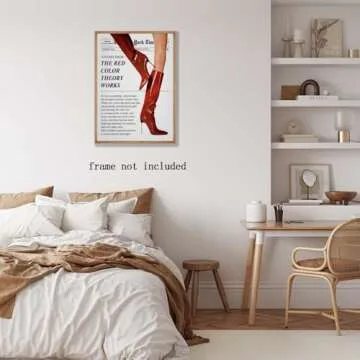 Vintage Newspaper Wall Art Trendy Preppy Girly Room Decor Feminist Wall Decor Aesthetic Funky Red Boots Canvas Posters Hot Girl Prints Bar Cart Art for Bedroom Apartment Dorm 8x12inch Unframed