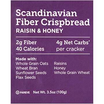 GG Scandinavian Fiber Crispbread, Raisin & Honey, 3.5 Oz (Pack of 15)