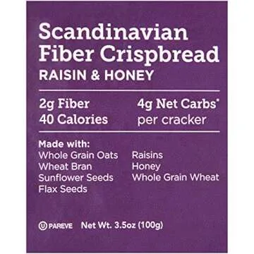 GG Scandinavian Fiber Crispbread, Raisin & Honey, 3.5 Oz (Pack of 15)
