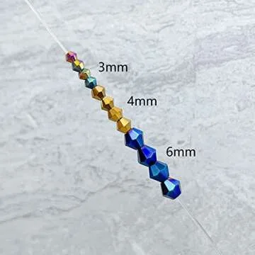 JEBBO 900pcs 6mm Bicone Crystal Beads, Bulk Small Faceted Bicone Glass Beads for Jewelry Making DIY Craft Bracelet Necklace Earring with Container Box (15 Metallic AB Colors)