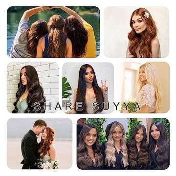 SUYYA Clip in Hair Extensions Real Human Hair, 16 inch 120g Jet Black Clip in Hair Extensions Human Hair Straight Human Hair Clip ins Double Weft Hair Extensions Clip ins(16 inches #1 Jet black)