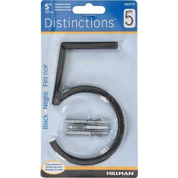 Distinctions 844715 Upgraded 5" Black Floating House Number 5