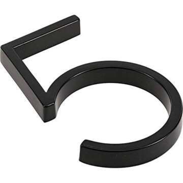 Distinctions 844715 Upgraded 5" Black Floating House Number 5
