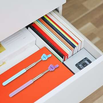 2pcs Retractable Teachers Pointer Sticks, Telescopic Finger Teachers Pointer for Classroom Presentation Whiteboard Extendable Hand Pointing Stick for Teachers Speakers (Blue, Purple)