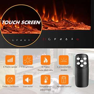 Elegant 36 Inch Electric Fireplace Insert - Versatile & Stylish Heating Solution