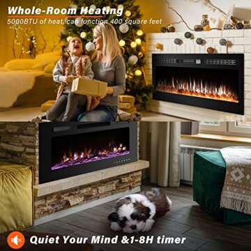 36 Inch Electric Fireplace Insert with 12 Flame Options