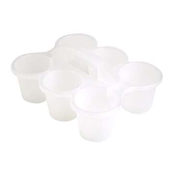 Fun Express Clear 6-Cup Storage Caddies – Durable and Versatile Organizers for Classroom Supplies Craft Materials Office Essentials and More – Ideal for Easy Organization and Storage – 6 Pieces