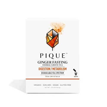 Pique Organic Ginger Fasting Tea Crystals - Digestive Support, Healthy Metabolism, Caffeinated Green...