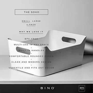 BINO Plastic Storage Bins, 2 Pack Organizer for Home