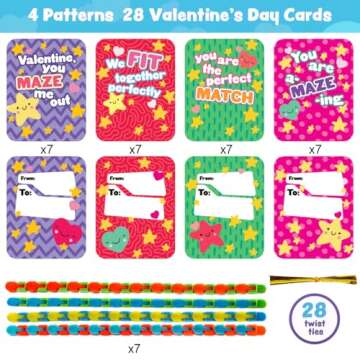 JOYIN 28 Pack Wacky Tracks with Valentines Cards, Twist Track Fingers, Snake Puzzles Fidget Toys for...
