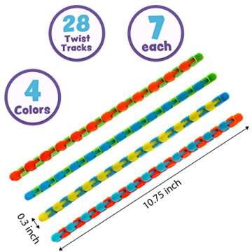 JOYIN 28 Pack Wacky Tracks with Valentines Cards, Twist Track Fingers, Snake Puzzles Fidget Toys for Stress Relief, Gift Exchange, Holiday Birthday Party Favor Valentines Day Cards for Kids School
