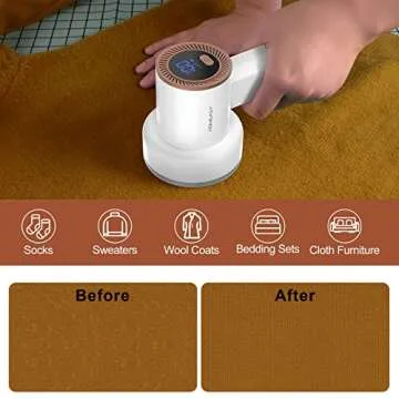 HOMEASY Rechargeable Fabric Shaver with LED Display