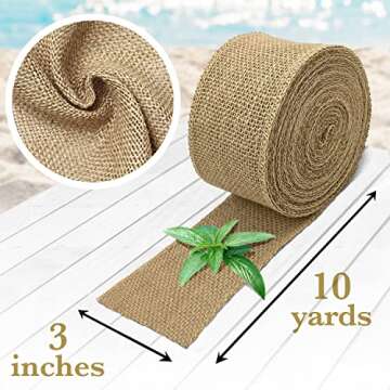 Burlap Ribbon 3 Inch Wide - Burlap Roll Fabric Ribbon, 10 Yard Burlap Ribbon for Crafts, Burlap Flower Wrap, Rustic Ribbon for Gifts, Holidays and Decorations