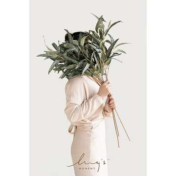 Ling’s Moment 4Pcs Sage Green Salix Leaves for Decor
