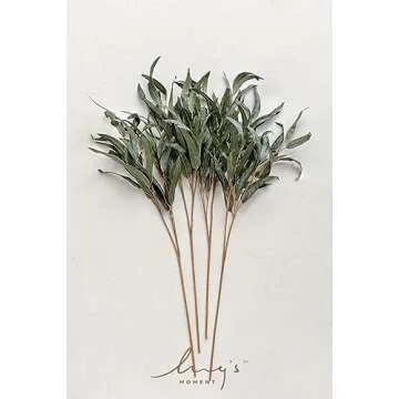 Ling’s Moment 4Pcs Sage Green Salix Leaves for Decor
