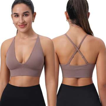 Evcute Women's Adjustable Wireless Sports Bras - Deep V Neck Everyday Comfort