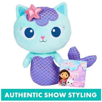 Gabby's Dollhouse, Purr-ific Plush Toys 2-Pack with Cakey Cat and Mercat, Kids Toys for Ages 3 and up