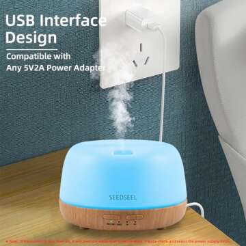 300ml Essential Oil Diffuser, Electric Aromatherapy Diffuser with Remote Control,Timer, 7 Color Changing LED Lights,Cool Mist Air Humidifier for Large Bedroom, Room, Home