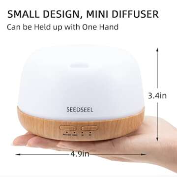 300ml Essential Oil Diffuser, Electric Aromatherapy Diffuser with Remote Control,Timer, 7 Color Changing LED Lights,Cool Mist Air Humidifier for Large Bedroom, Room, Home