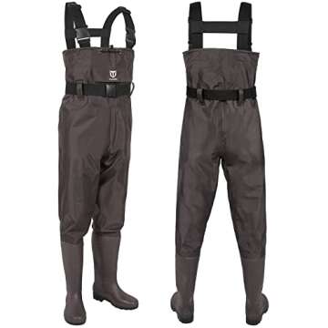 TIDEWE Bootfoot Chest Wader, 2-Ply Nylon/PVC Waterproof Fishing & Hunting Waders with Boot Hanger fo...