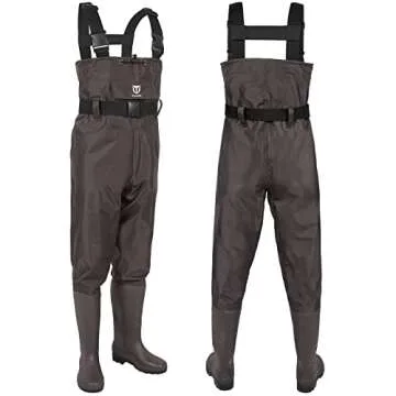 TIDEWE Bootfoot Chest Wader, 2-Ply Nylon/PVC Waterproof Fishing & Hunting Waders with Boot Hanger fo...