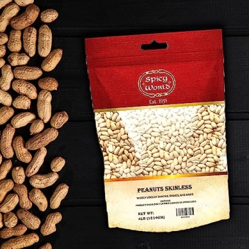 Spicy World Skinless Peanuts 4lb - Healthy Snack & Cooking Essential
