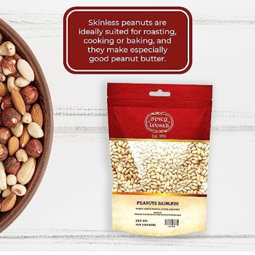 Spicy World Skinless Peanuts 4lb - Healthy Snack & Cooking Essential