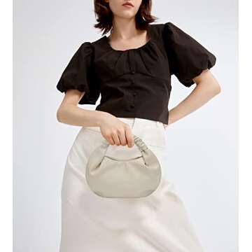CORAID Mini Hobo Tote Bags for Women Soft Leather Clutch Purses for Women Cloud-Shaped Top Handle Ba...