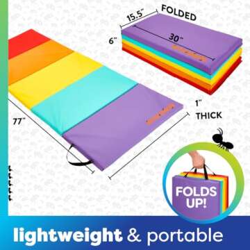 Antsy Pants Tumbling Mat –Gymnastics Mat, Easy to Clean Gym Mat, Sturdy,Foldable Tumbling Mat for Kids, Padded, Lightweight,Portable, Carrying Handle, Gymnastics Equipment for Activity Play,Original