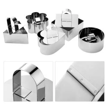 HULISEN Set of 5 Cake Ring Mold, Stainless Steel 3 inch Round Dessert Mousse Mold with Pusher & Lifter Cooking Rings, Tuna Tartare Mold (Include 5 Rings and 5 Pusher)