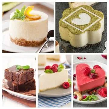 HULISEN Set of 5 Cake Ring Mold, Stainless Steel 3 inch Round Dessert Mousse Mold with Pusher & Lifter Cooking Rings, Tuna Tartare Mold (Include 5 Rings and 5 Pusher)