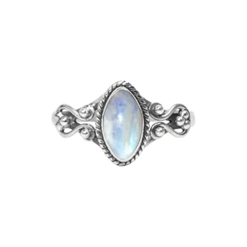 Rainbow Moonstone Stone Ring, 925 Sterling Silver Statement Ring For Women, Handmade Ring Gemstone P...