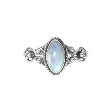 Rainbow Moonstone Stone Ring, 925 Sterling Silver Statement Ring For Women, Handmade Ring Gemstone P...