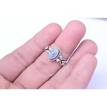 Rainbow Moonstone Statement Ring - 925 Sterling Silver for Women